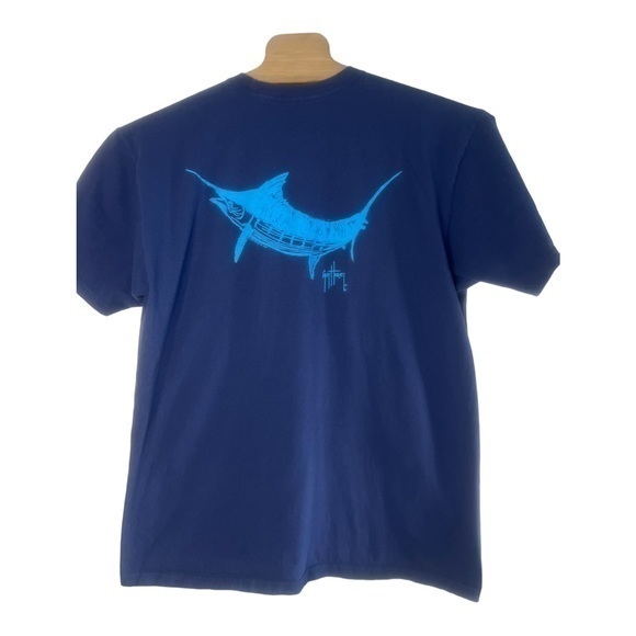 Guy Harvey XL Classic Fit T-Shirt Large Marlin on Back - Navy Blue - Picture 5 of 5